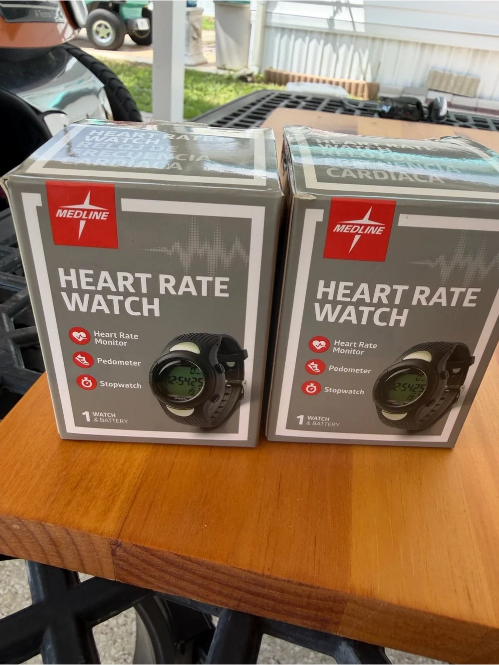 Medline Black Heart Rate Watch with Pedometer and Stopwatch