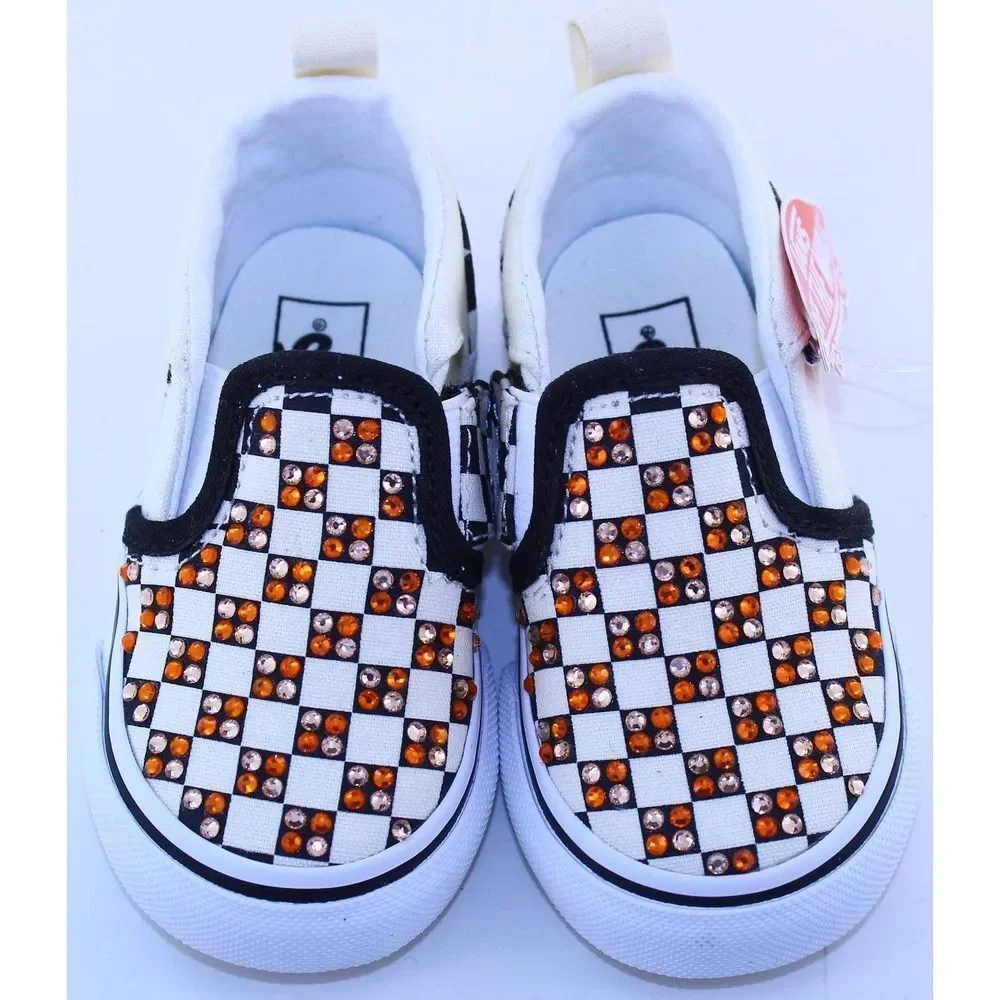 Vans Asher Slip-On Black White Crystal Sneakers 5M