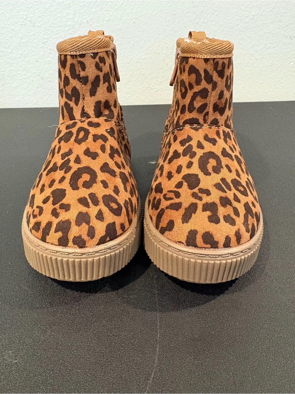 Cat and Jack Girls Arlo Zipper Shearling Boots Leopard Brown Toddler Sz 11 NWT