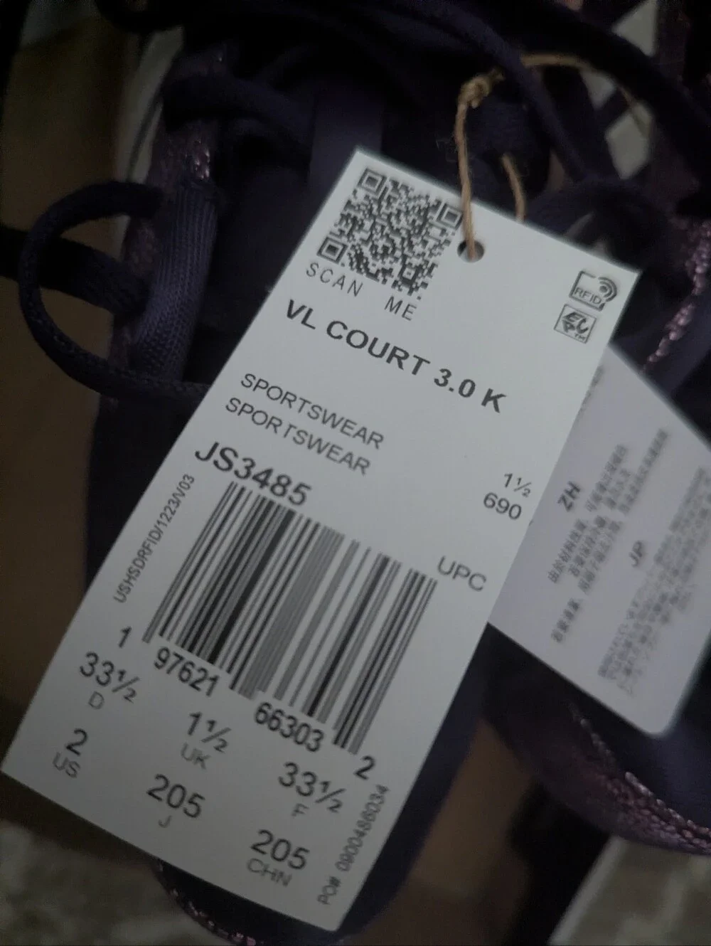 Kids Cool 😎 Platform Sneaker in Deep Purple Size 2 Court shoes NEW Fun!!!
