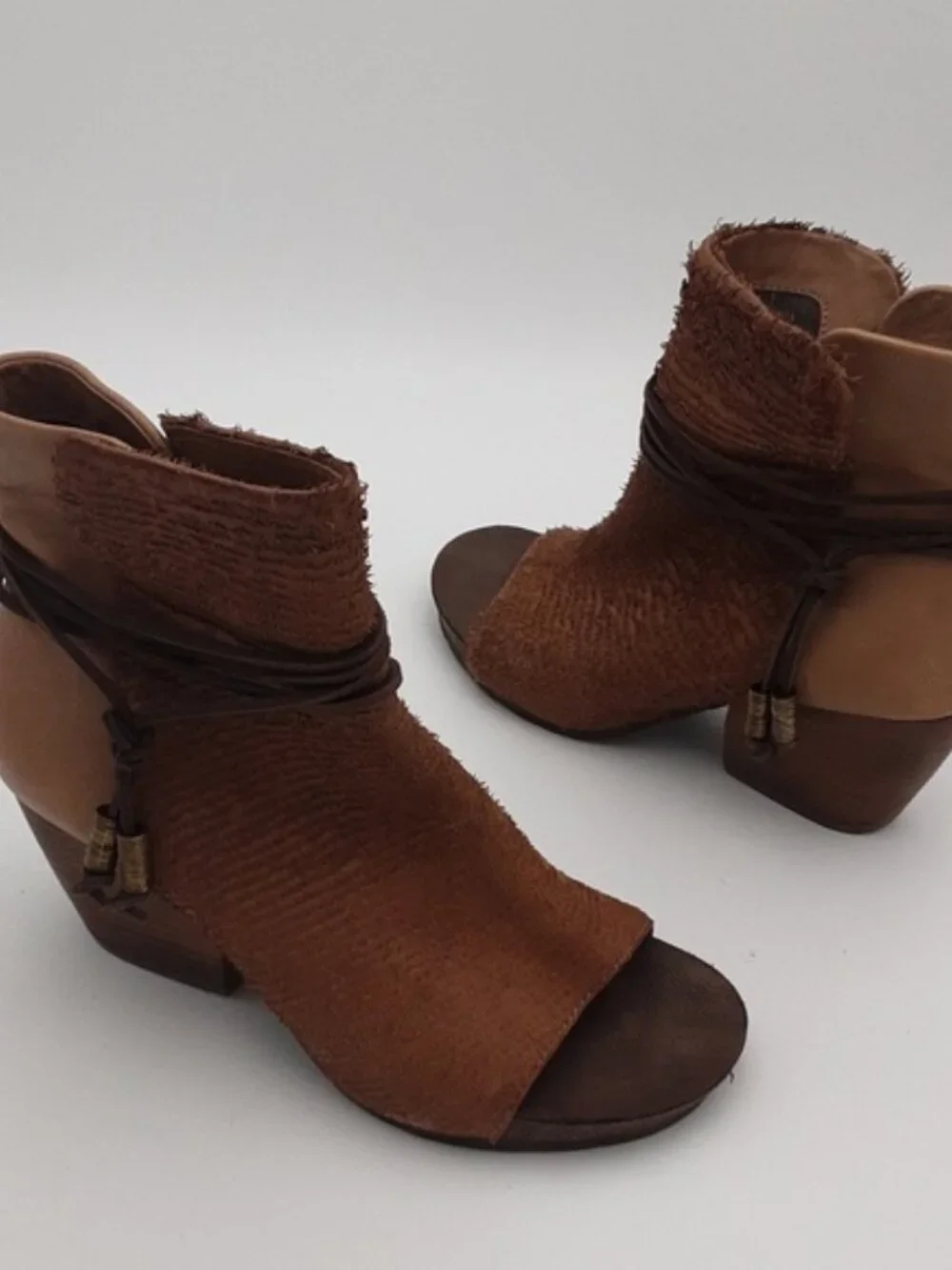 OTBT Women's Vagabond Open ToeBooties Brown Ankle chunky Y2K festival women 8.5
