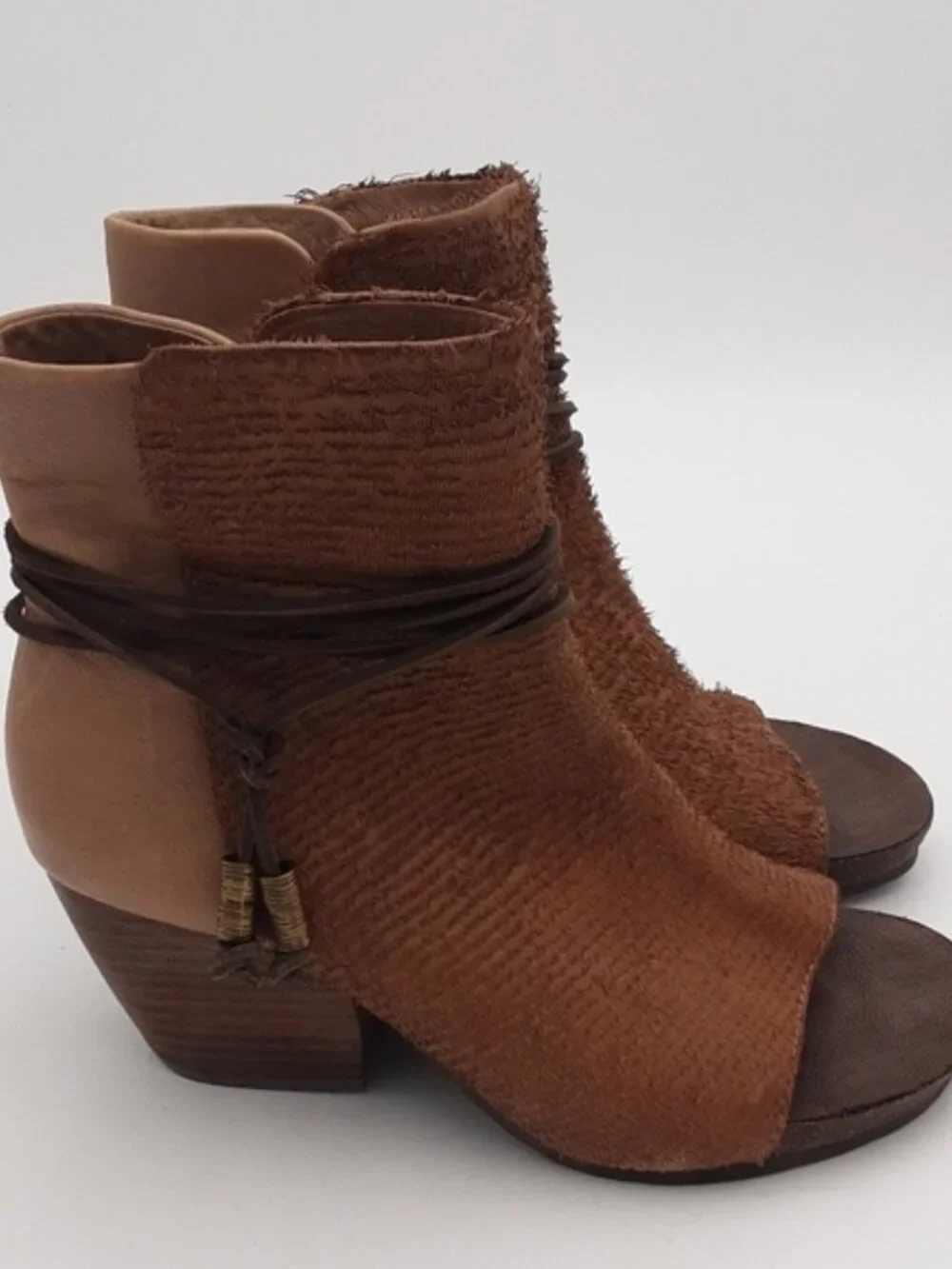 OTBT Women's Vagabond Open ToeBooties Brown Ankle chunky Y2K festival women 8.5