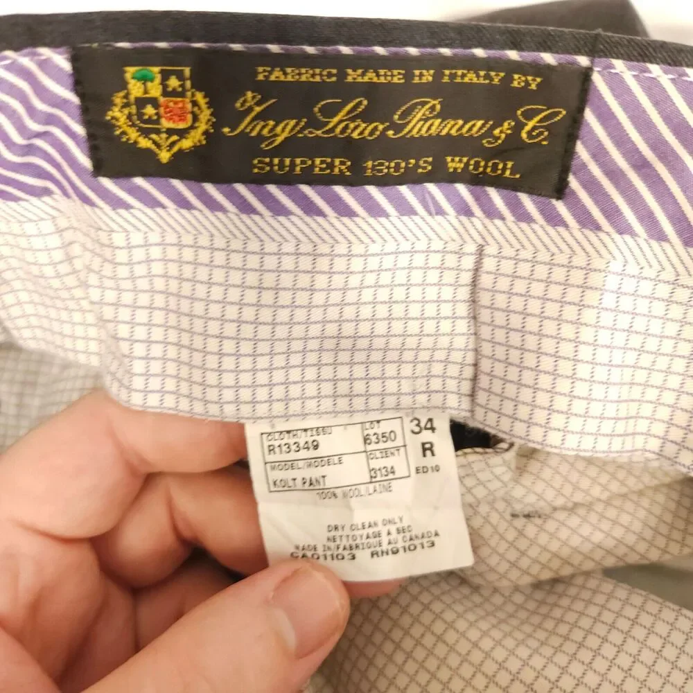 Riviera Jack Victor Loro‎ Piana Super 130s Wool Dress Pants Men's 36x30.5