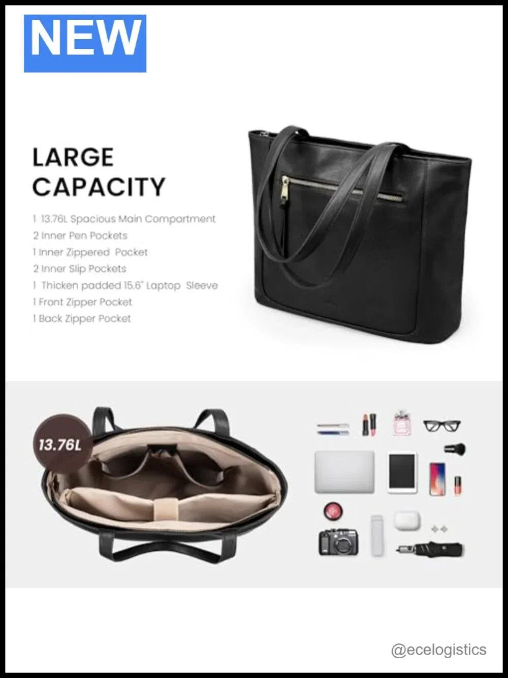 Genuine Leather Tote Bag Work Large Laptop 15.6 Padded Compartment