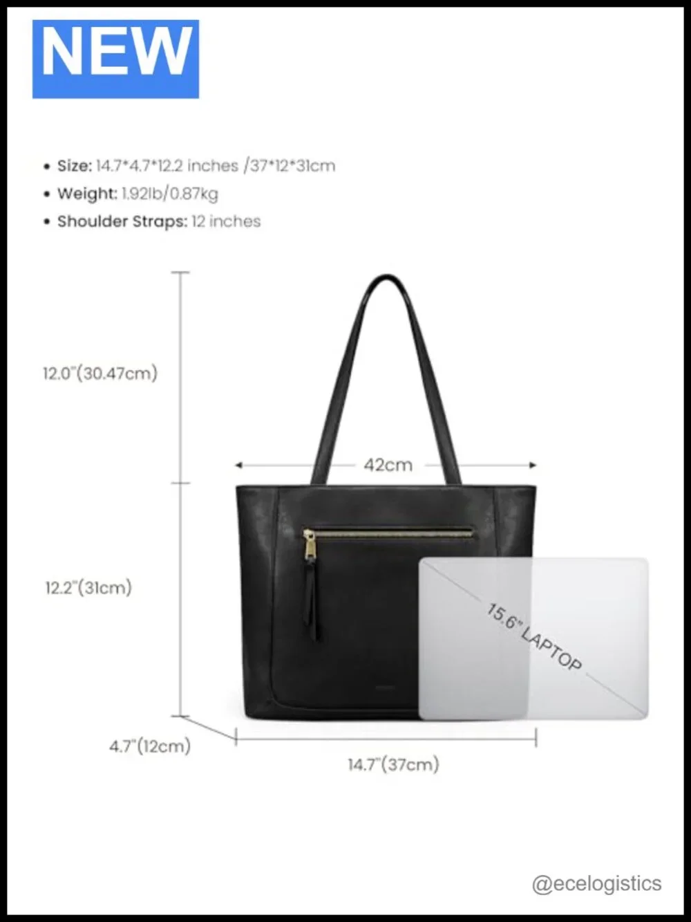 Genuine Leather Tote Bag Work Large Laptop 15.6 Padded Compartment