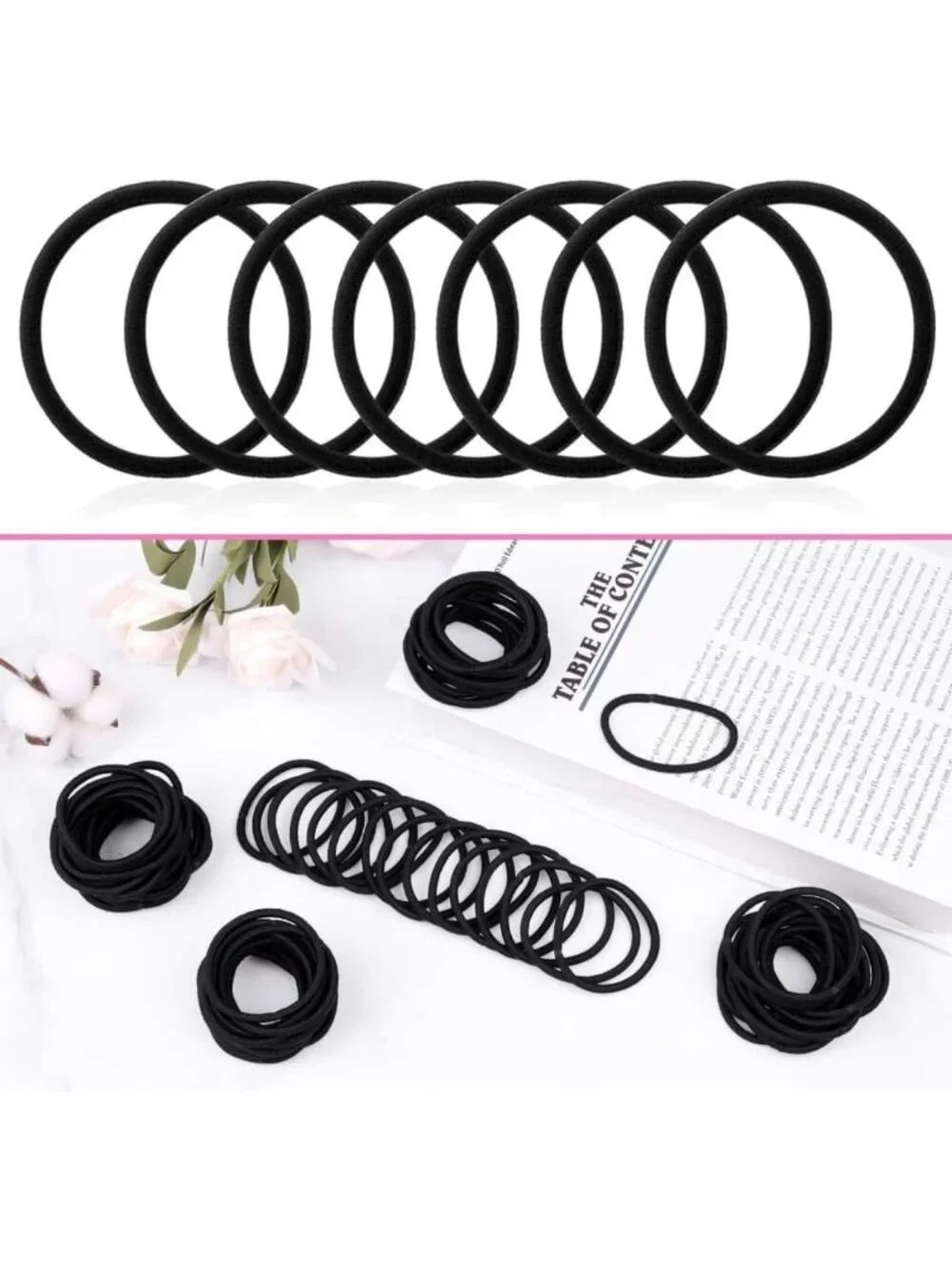 200 Pcs Black Hair Ties - Small Elastic Bands for Thick & Thin Hair, Bulk Set