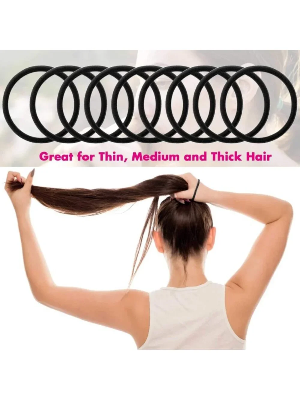 200 Pcs Black Hair Ties - Small Elastic Bands for Thick & Thin Hair, Bulk Set