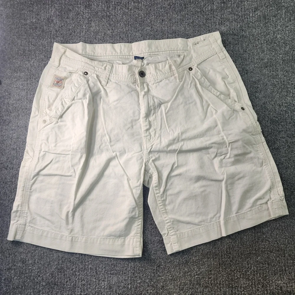 Vintage Polo Ralph Lauren Shorts Mens 36x9 Soft White Sanforized Cotton Utility‎