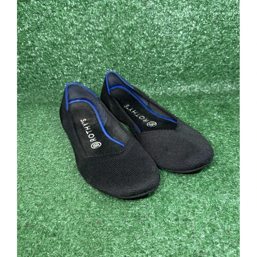 Rothy's Shoes Womens Size 9 Black The Flat Knit Ballet Flats Round Toe Casual‎