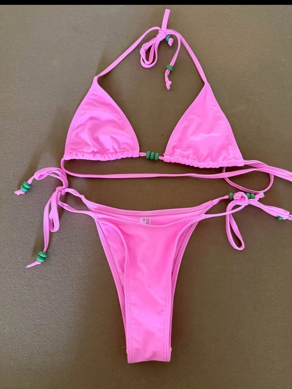 Source Unknown Hot Pink Triangle String Bikini