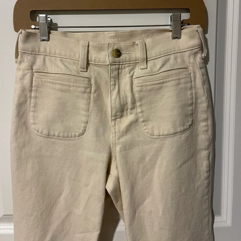 J.Crew Petite high-rise flare jean size 26 cream