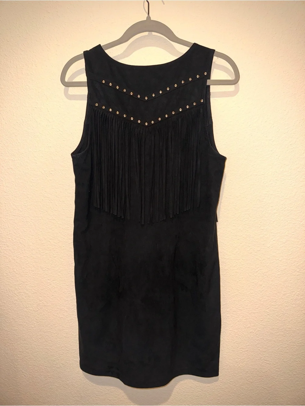 IDYLLWIND Fueled by Miranda Lambert Black Fringe V-Neck Sleeveless Dress (med)