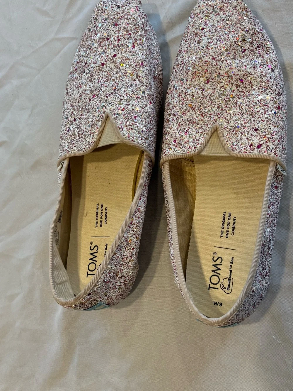 TOMS Women's Pink Multi-Glitter Slip-On Flats