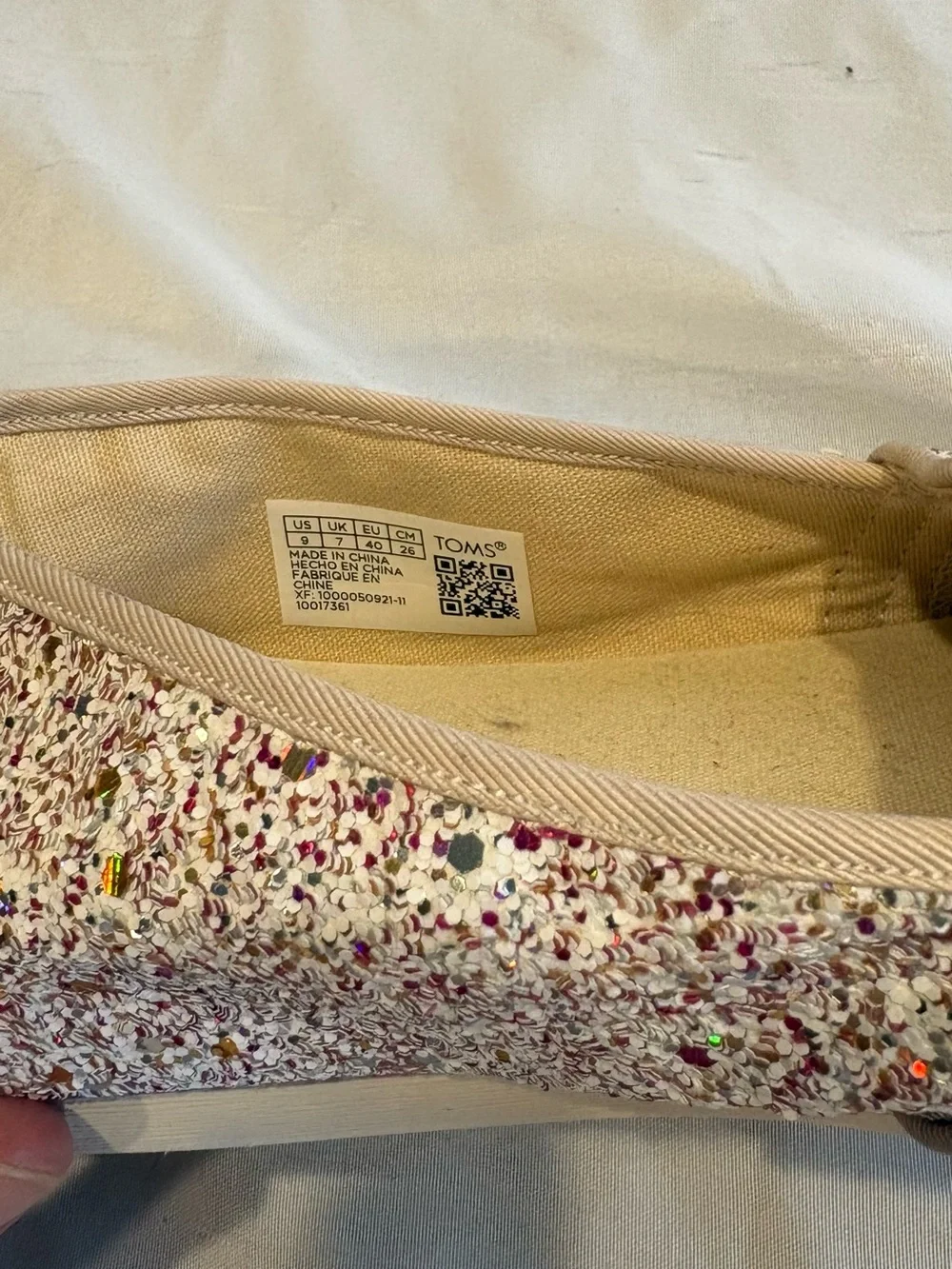 TOMS Women's Pink Multi-Glitter Slip-On Flats