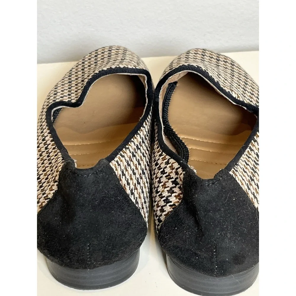 Me Too Houndstooth Flats Womens Sz 9 Black Brown Tan Old Money Preppy Classy