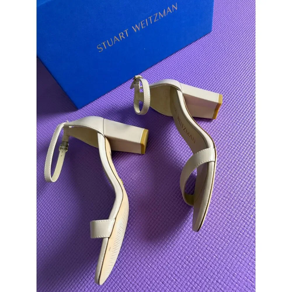 NIB Stuart Weitzman Nearlynude Sandals Dolce Nude Leather Size 5.5 AA Narrow