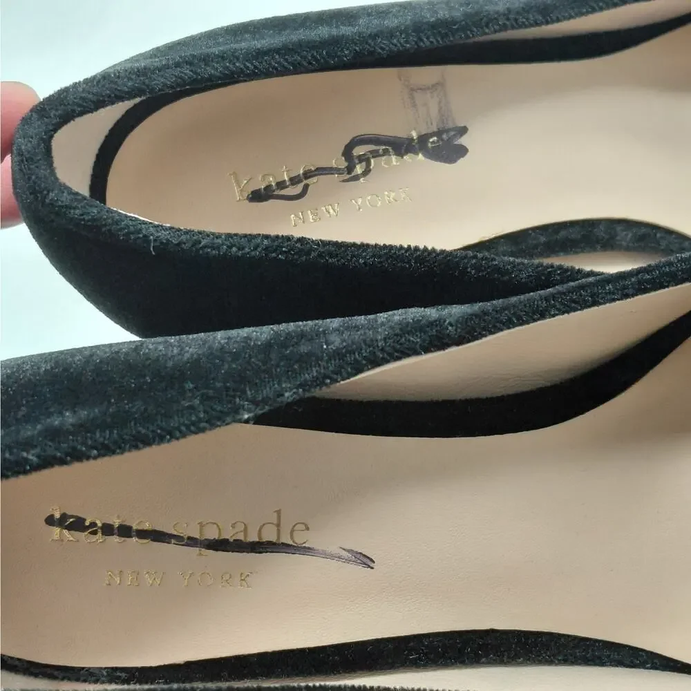 Kate Spade Pumps Womens 6.5 Black Velvet Crystal Heel Party Dress Shoes Wedding