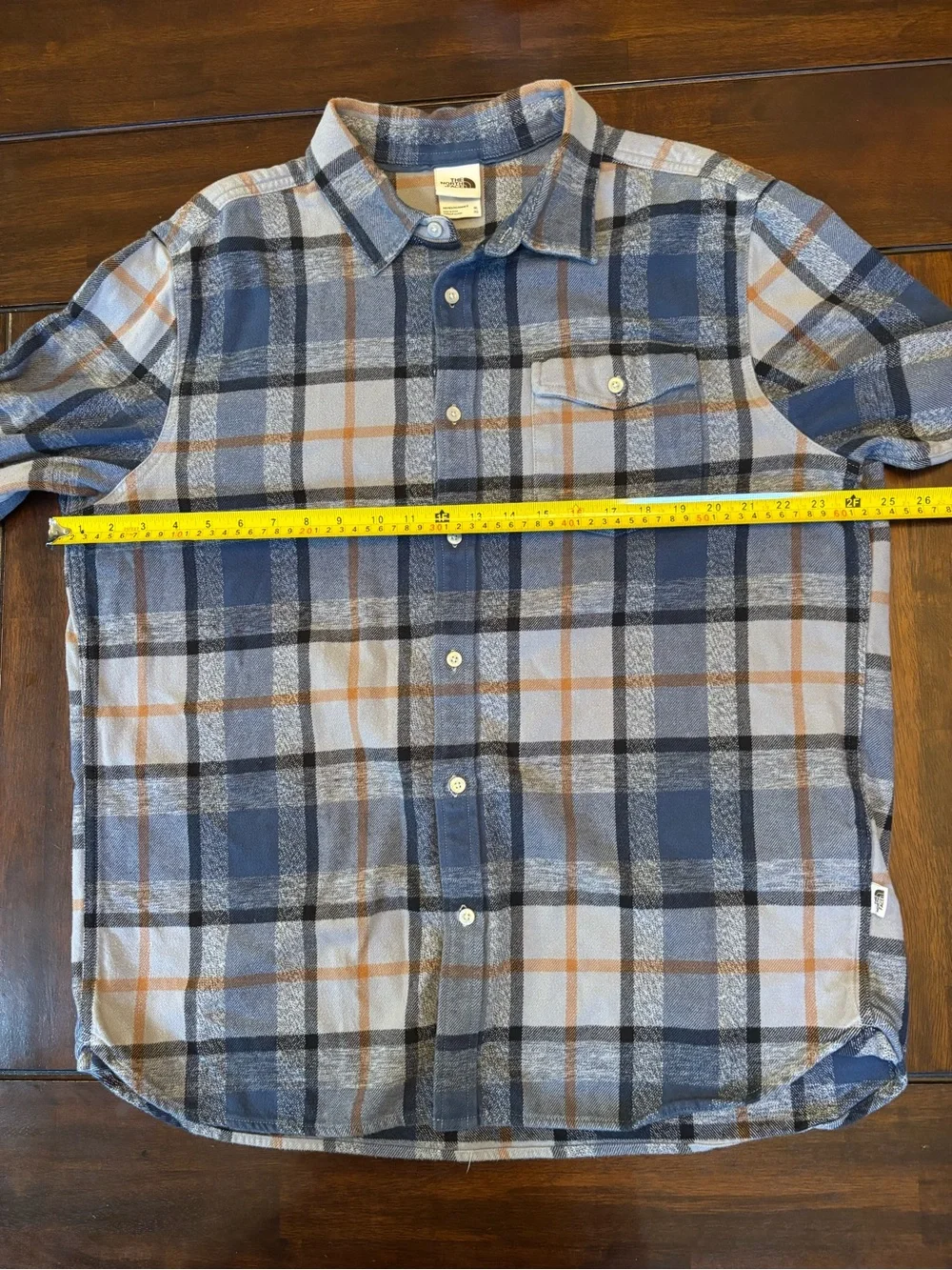 The North Face Men's Flannel Blue Plaid Button-Down Shirt 100% Cotton Warm XL