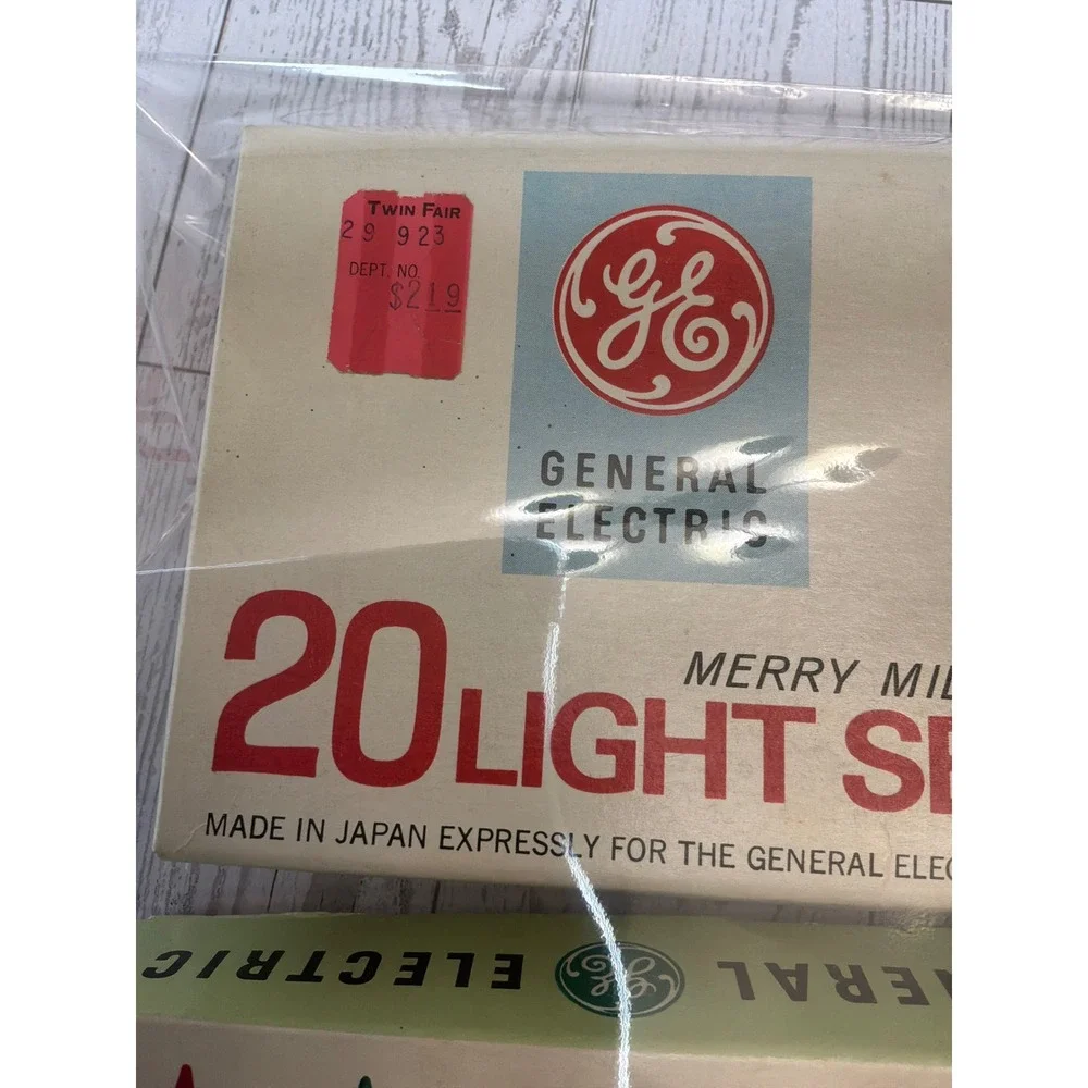 Vintage GE Merry Midget Christmas Lights 2 Sets Made Japan Woolworth Twin Fair