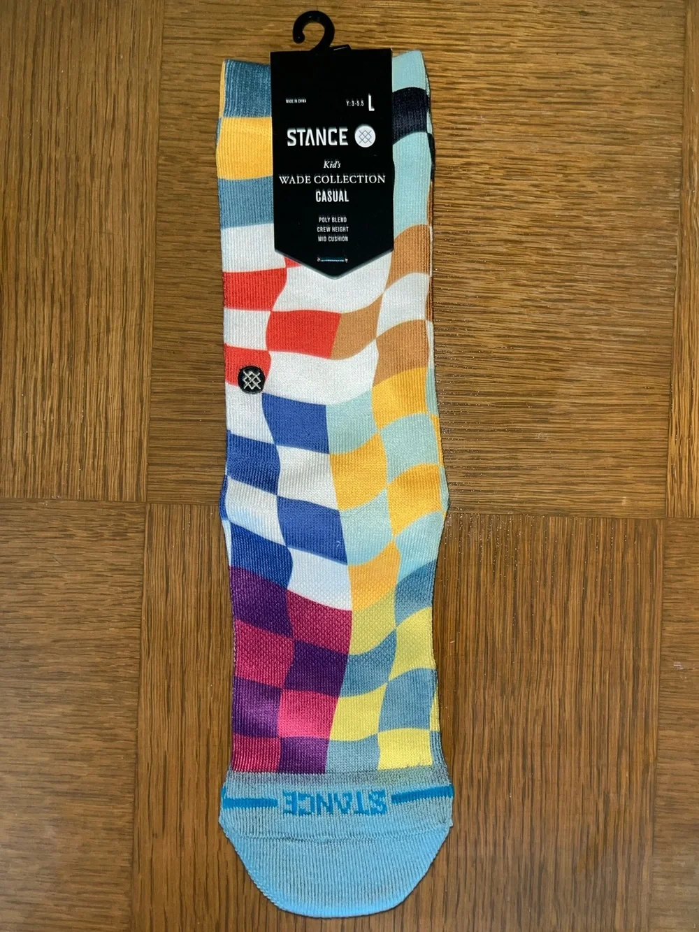Stance Wade Collection Multicolor Check Crew Socks Sz Kids’ Large NEW NWT
