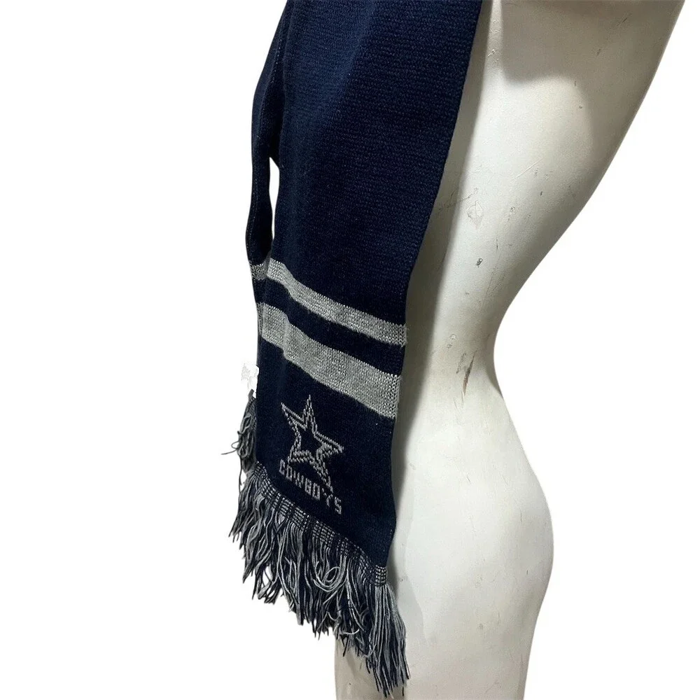 Dallas Cowboys FOCO Scarf One Size Blue Gray Striped Star Logo Fringe