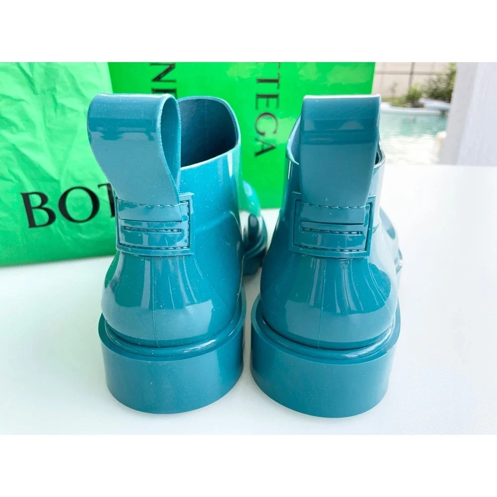 Bottega Veneta Teal Gloss Rain Boots