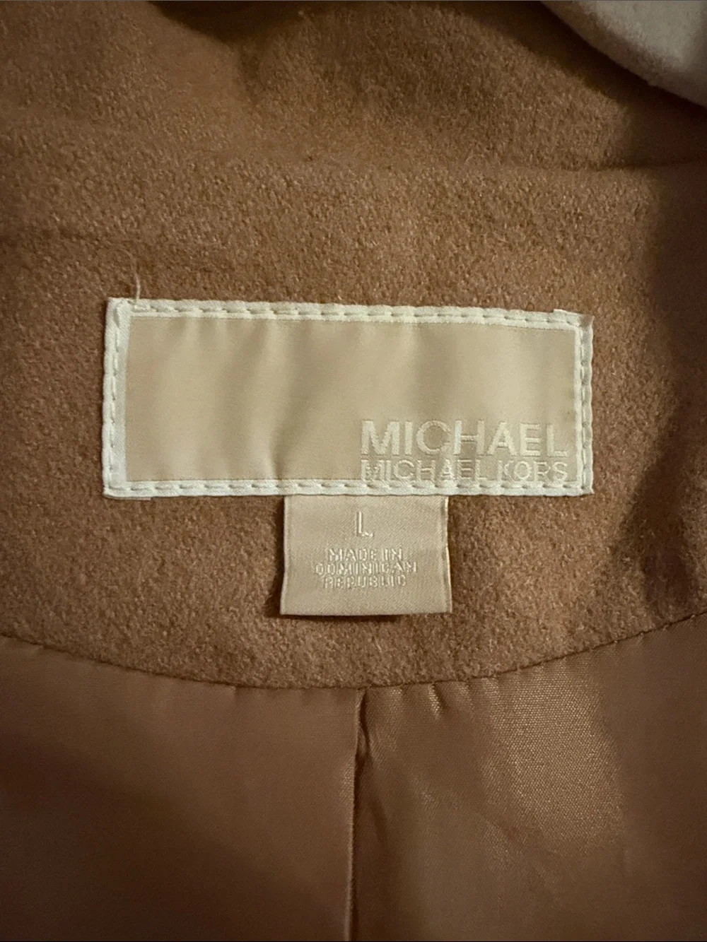Michael Kors Camel Zip-Front Wool-Blend Pea Coat