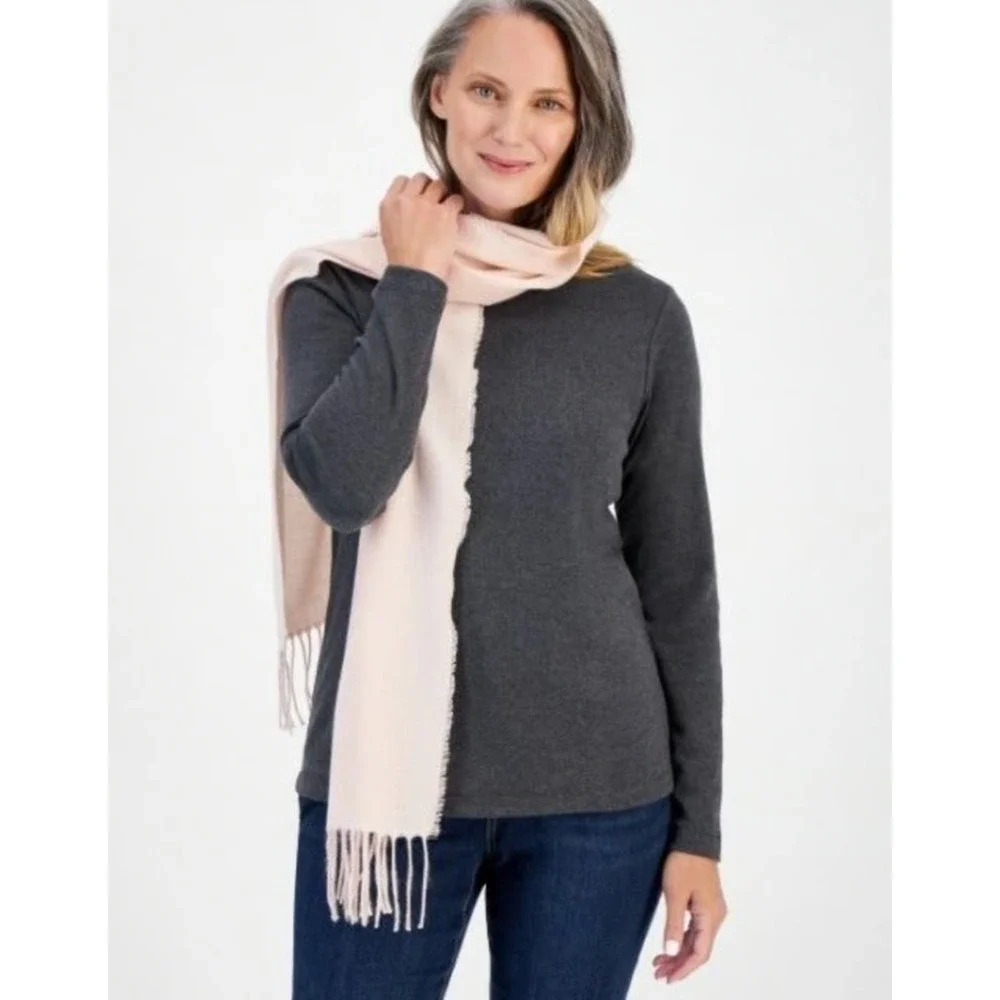 Style & Co Pink Oblong Scarf with Tassels and Fringe One Size NWT