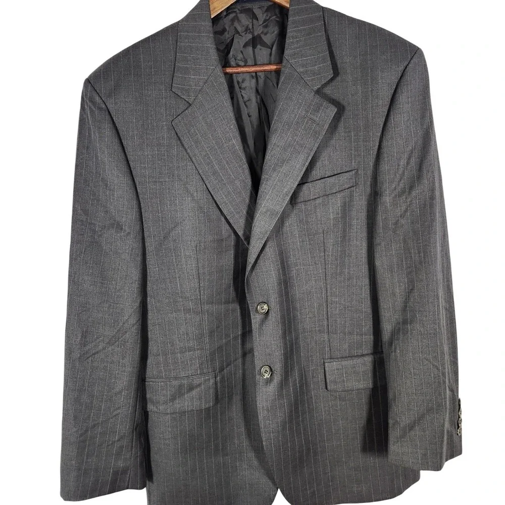 Ralph Lauren CHAPS Gray Pinstriped Blazer Two Button‎ Size 42 Regular 36 Waist