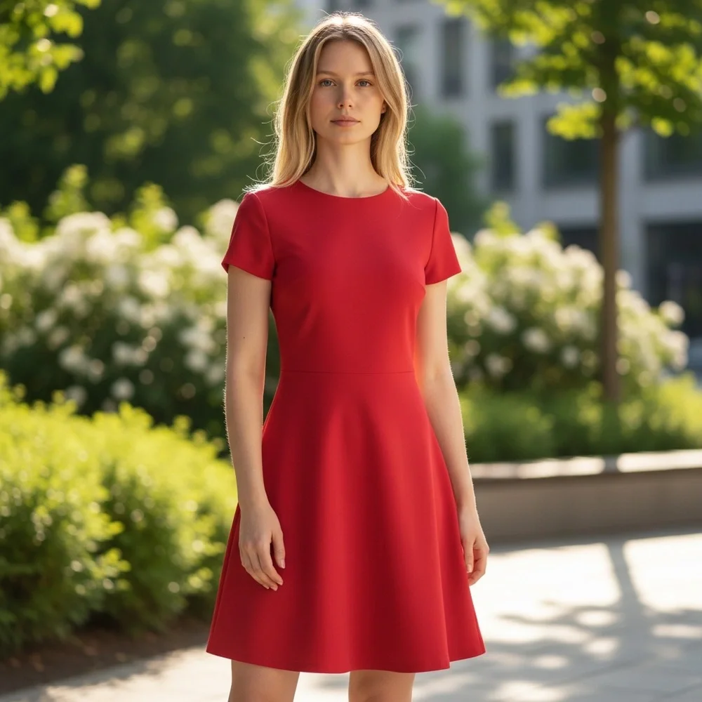 J. Crew Red Fit & Flare Short Sleeve Flounce Ponte Dress 2