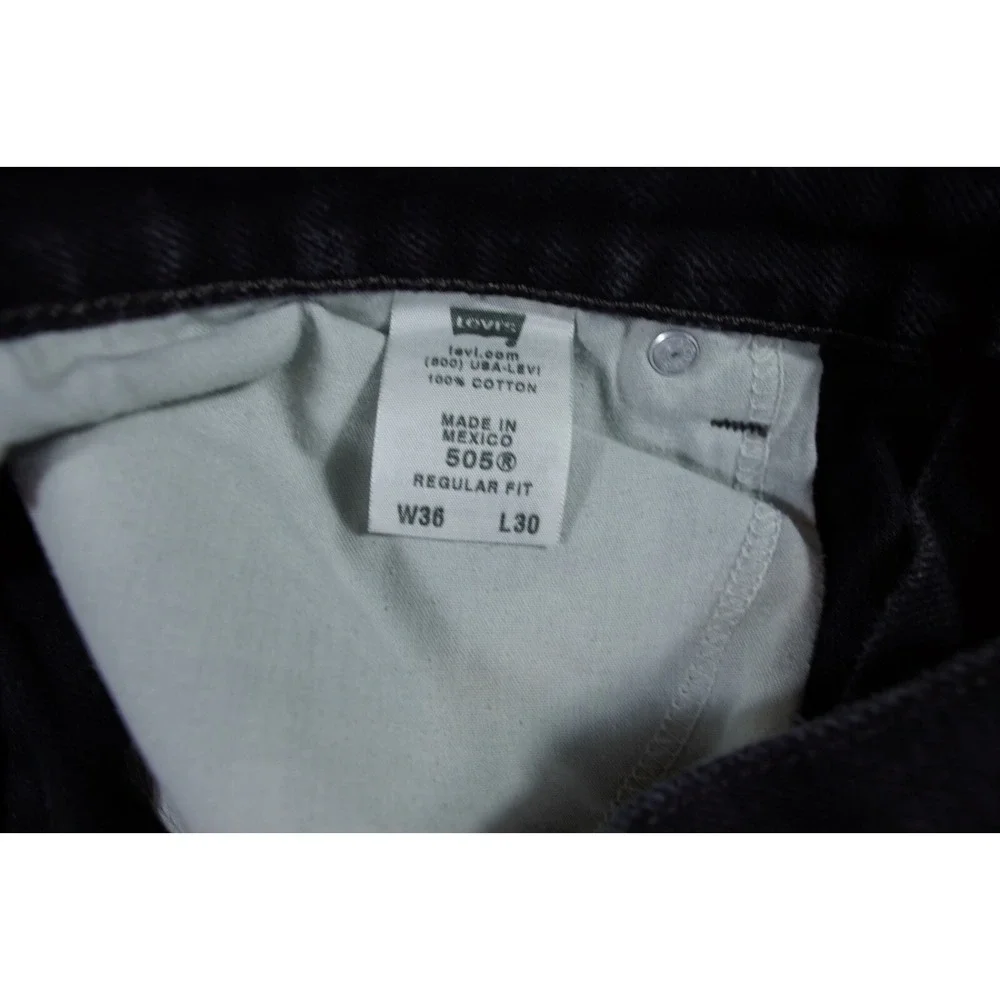 Levis 505 Jeans Mens‎ Size 36 x 30 Black Cotton Denim Straight Fit