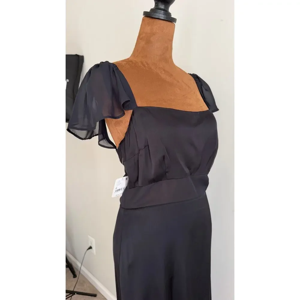 Free People Anthropologie Black Jumpsuit Romper Size 6 Viscose NWT $88