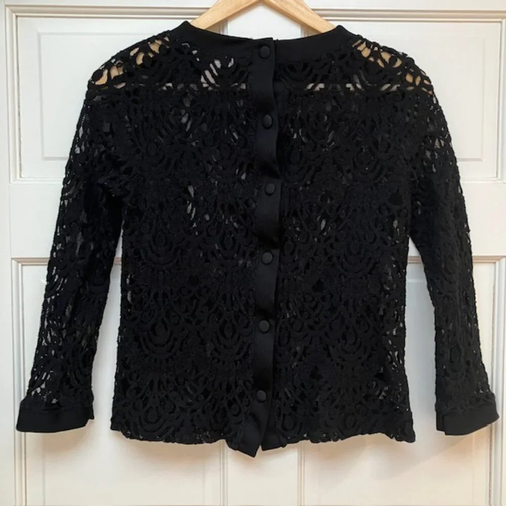 Banana Republic Black lace top with button back detail size S
