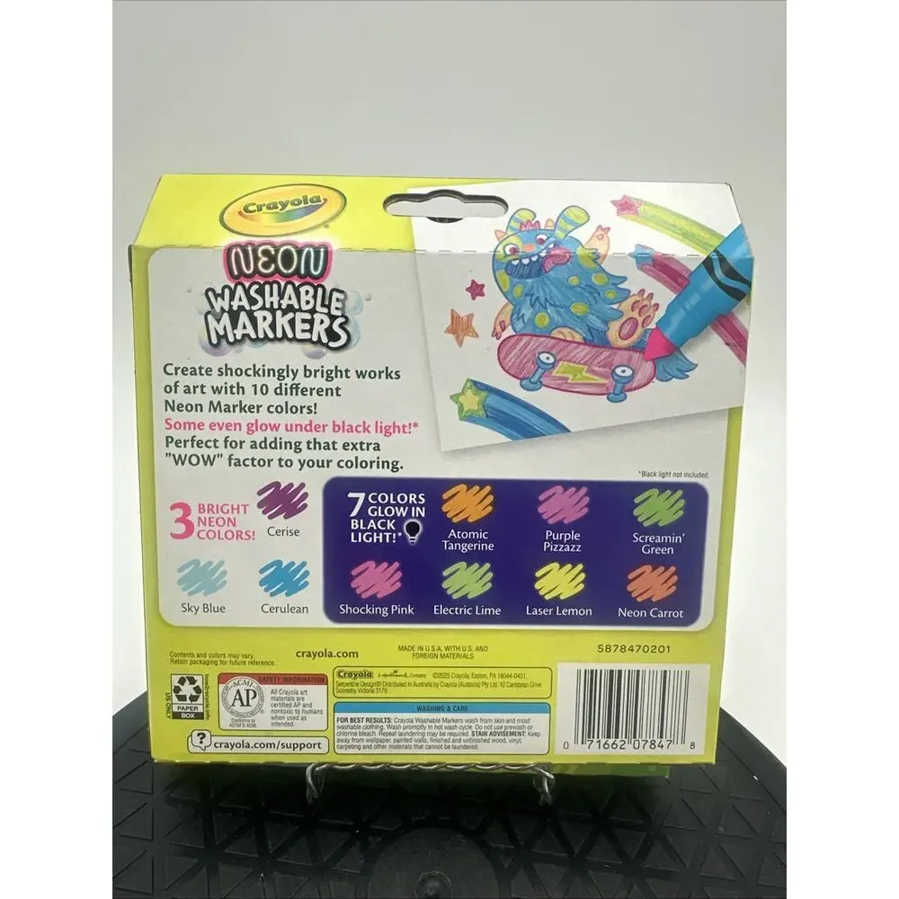 Lot Of 2 Crayola Neon Washable Markers NEW/Unused Pack Of 10 Glow In Black Light