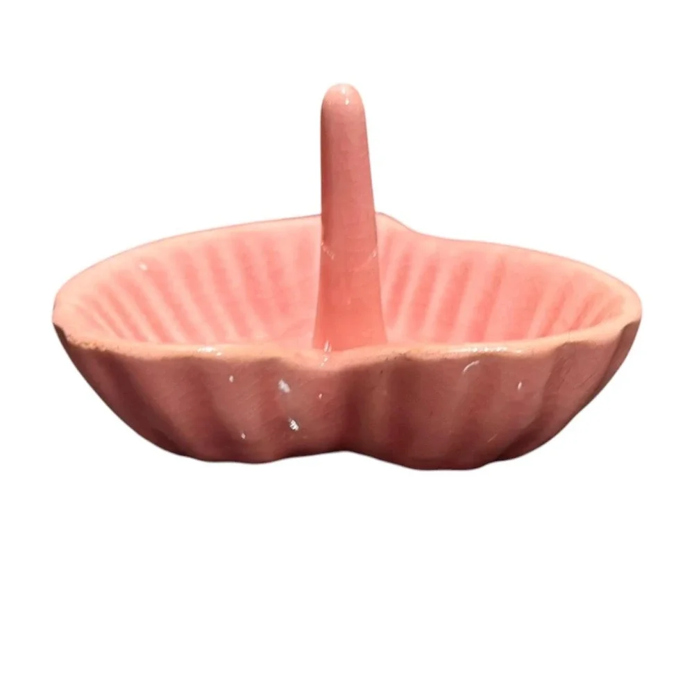Vintage Pink Heart Ring Holder Dish Cottagecore Grandmillennial Coquette