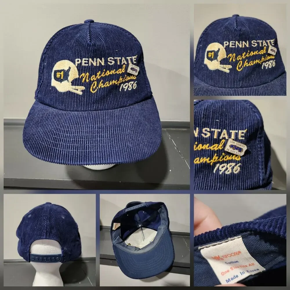VTG 80s‎ Penn State National Champions 1986 Football Corduroy Snapback Hat Cap