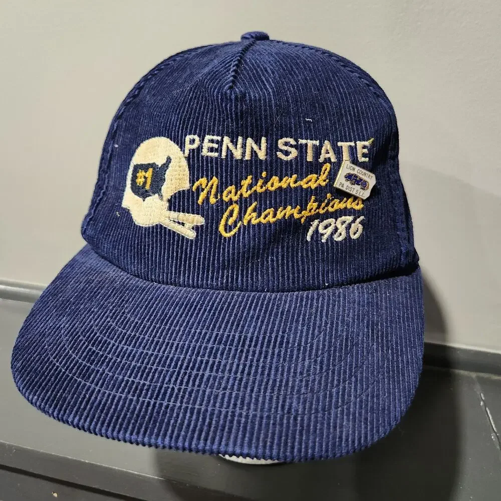 VTG 80s‎ Penn State National Champions 1986 Football Corduroy Snapback Hat Cap