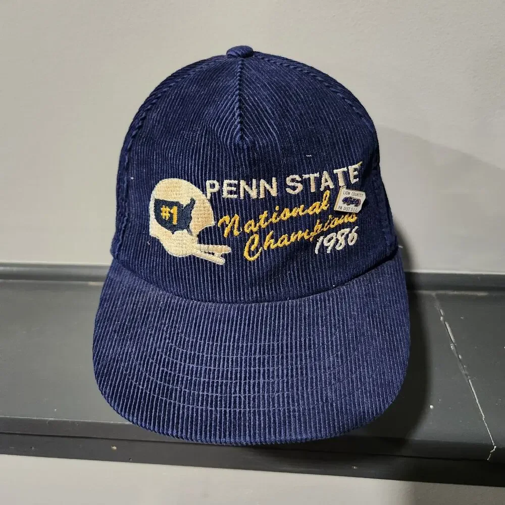 VTG 80s‎ Penn State National Champions 1986 Football Corduroy Snapback Hat Cap