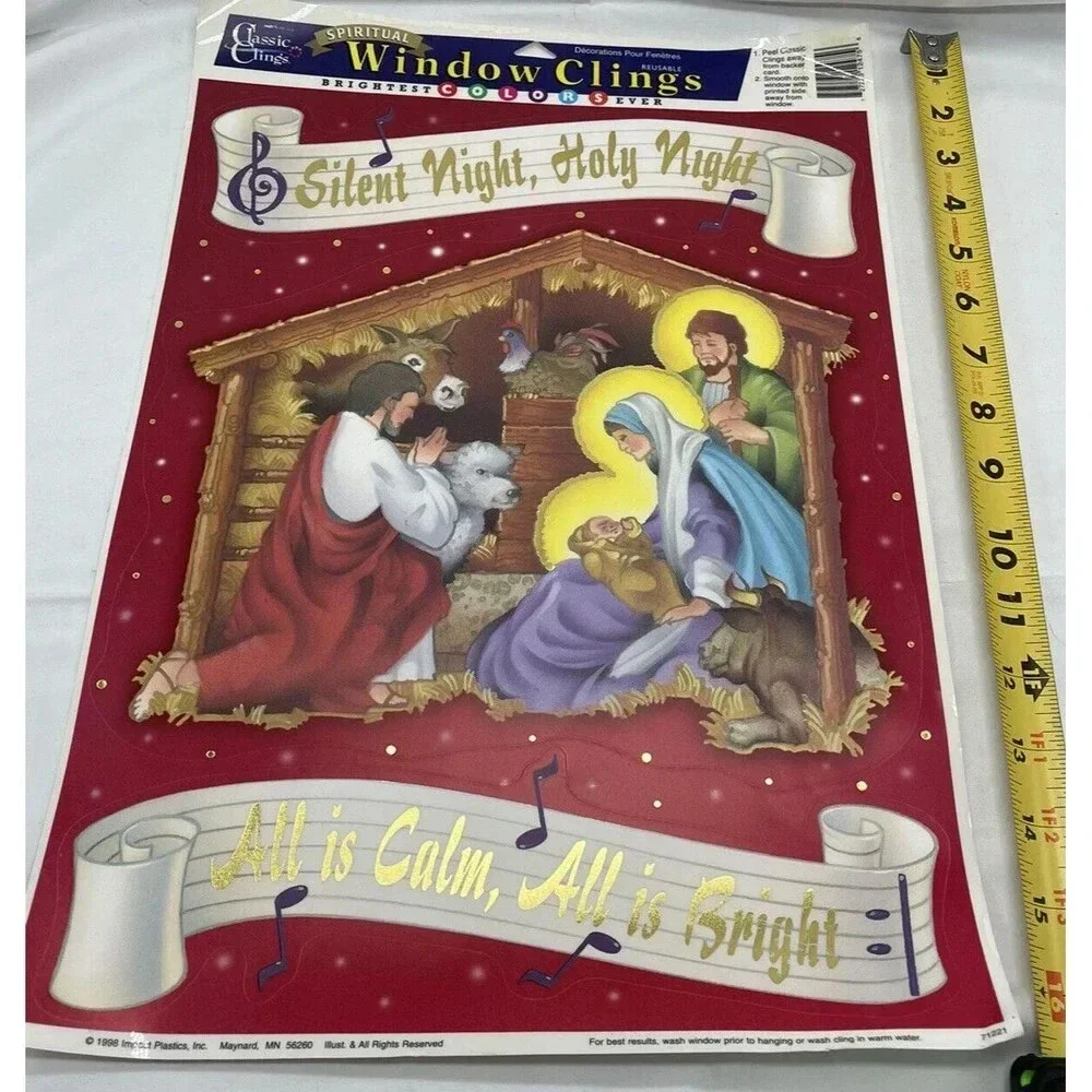 Vintage Window Decorations - Silent Night - Spiritual Clings - Lord Theme New