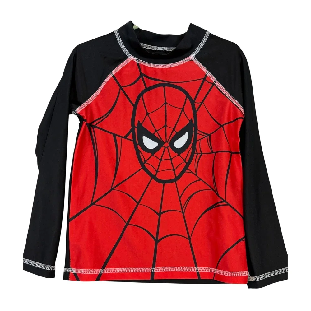Marvel Spider-Man Kids Rash Guard Long Sleeve Swim Shirt UPF 50+ Superhero 4T