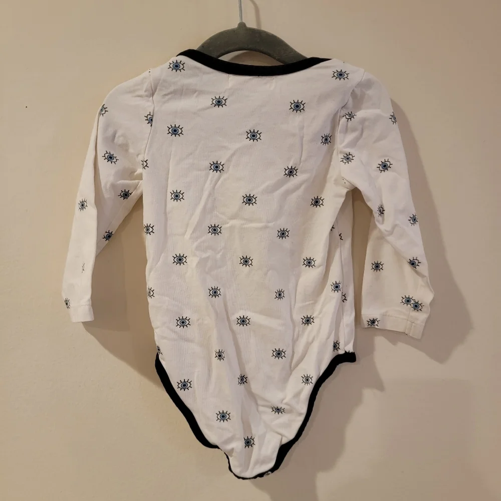 Rare Monica and Andy Evil Eye shirt long sleeve onesie size 12-18m