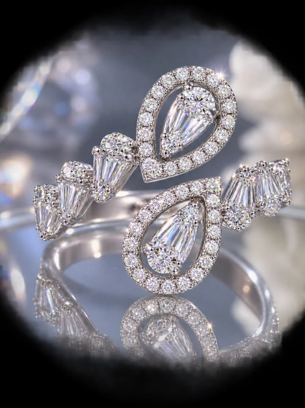 Elegant Statement Ring – Stainless Steel, Hypoallergenic, Sparkling Cubic Zircon