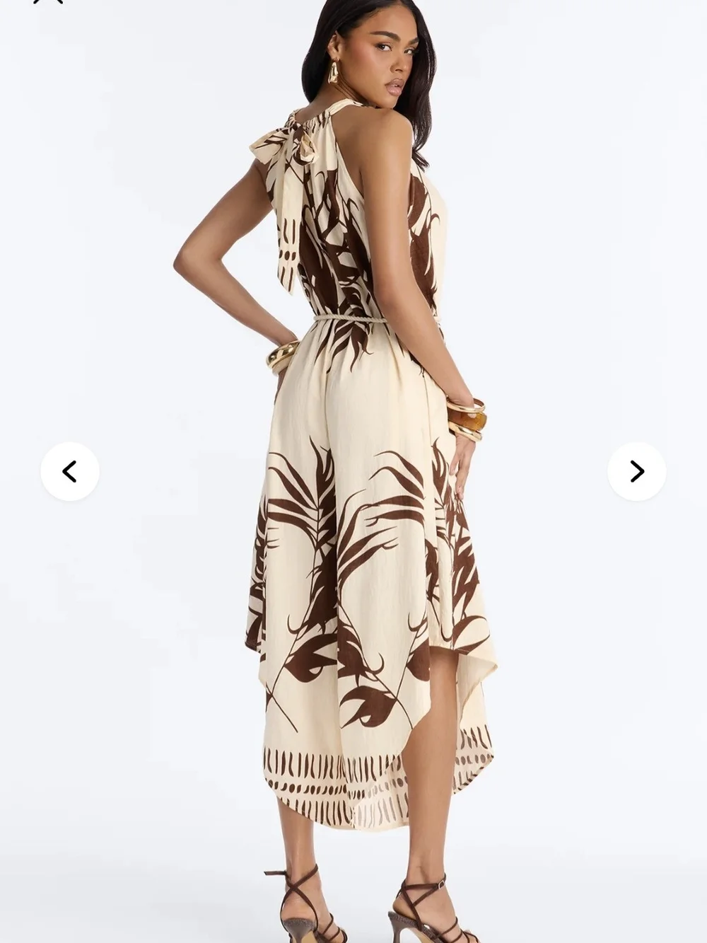 Fashion Nova Cream & Brown Halter Swim Coverup