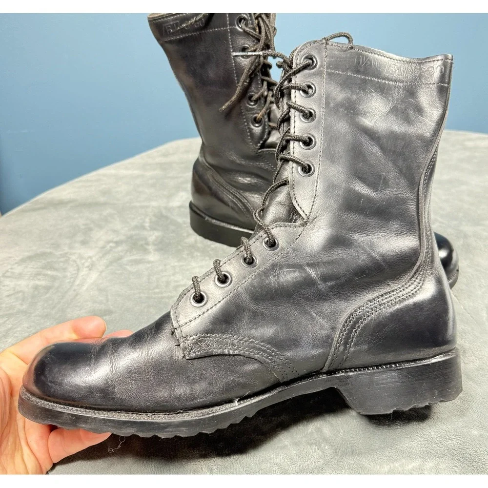 Ro Search Combat Boots Mens 11.5 Wide Black Leather Military Lace Up