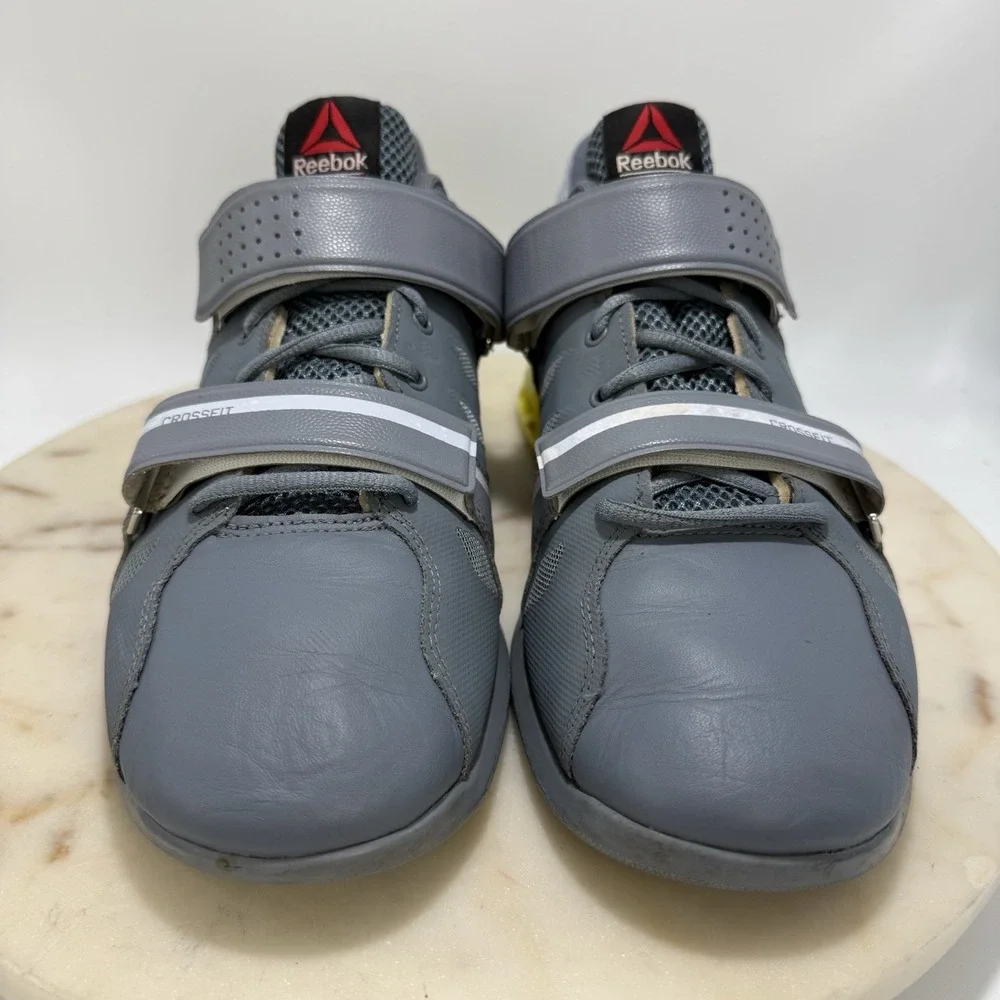 Reebok Lifter 2.0 CrossFit Weightlifting Shoes Gray/Yellow Low Top Dual Strap 10