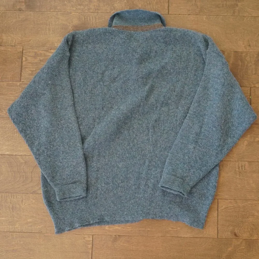 Luciano barbera Men’s 1/4 Zip Sweater Blue Wool Alpaca SZ 52-Large Made in Italy