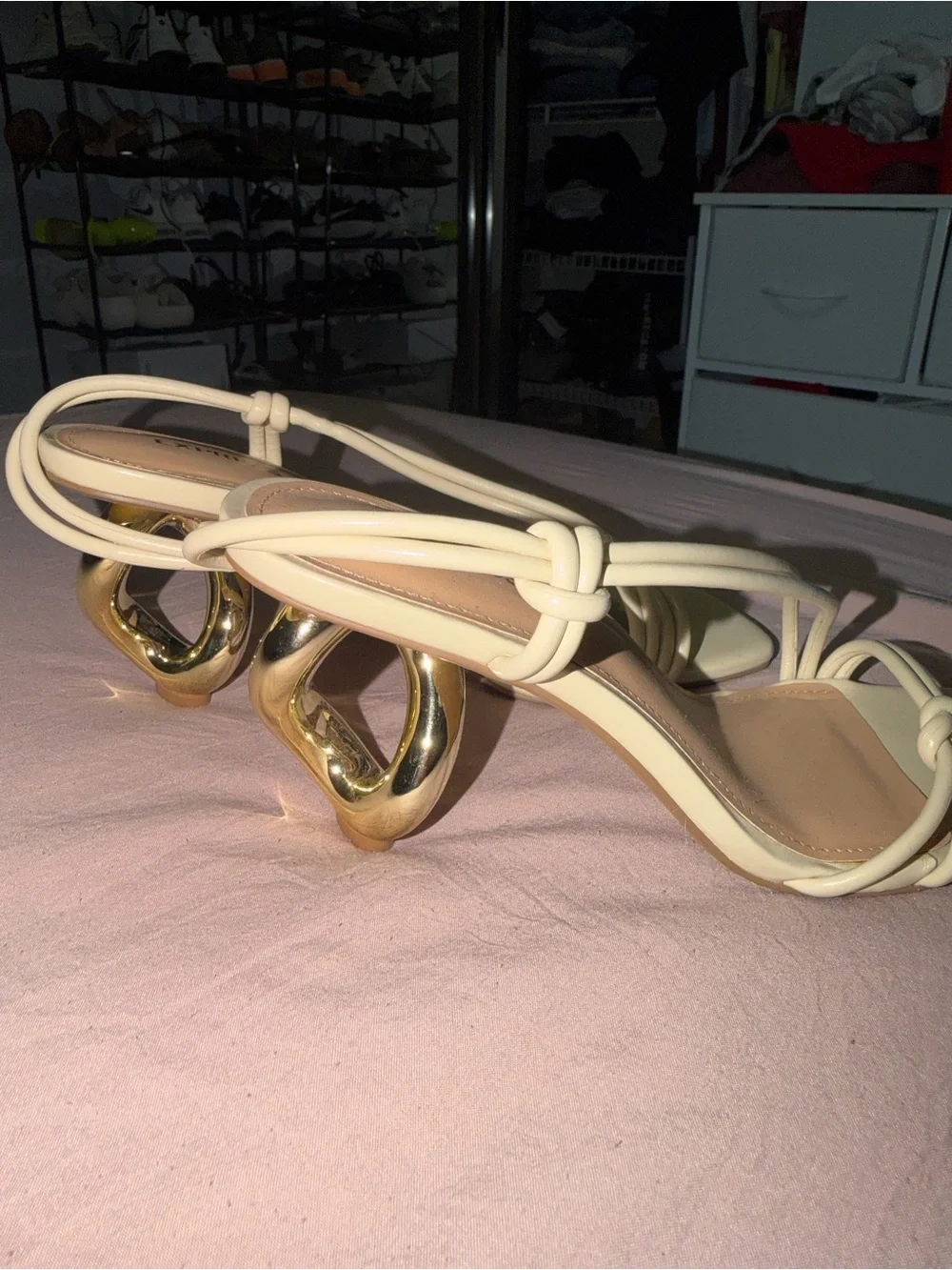 Express Ivory Strappy Knot Heels
