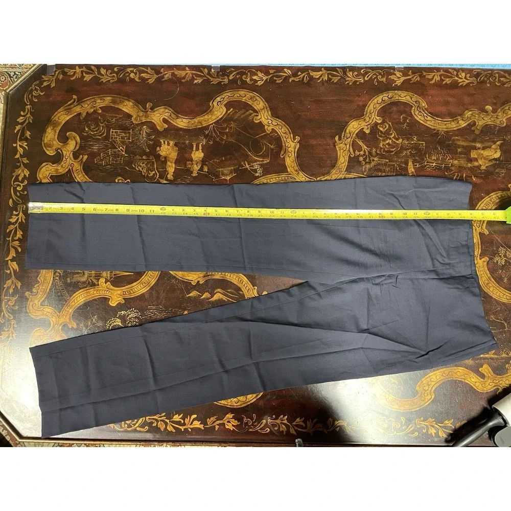 Tory Burch Azalea‎ Slim Ankle Pant Navy Blue Stretch Lightweight Wool Career 2