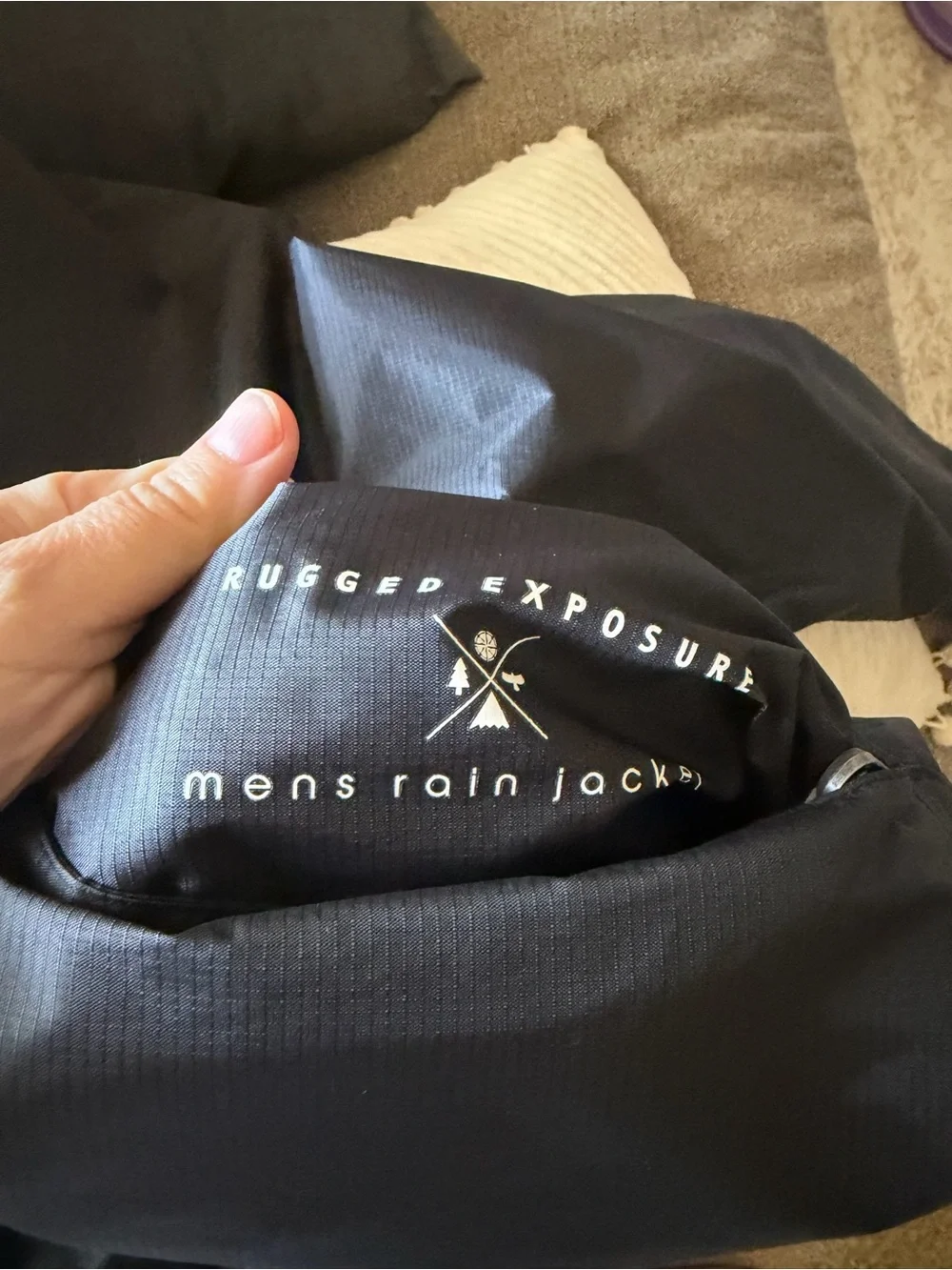 Rugged Exposure Men's Waterproof Packable Rain Jacket XS Black