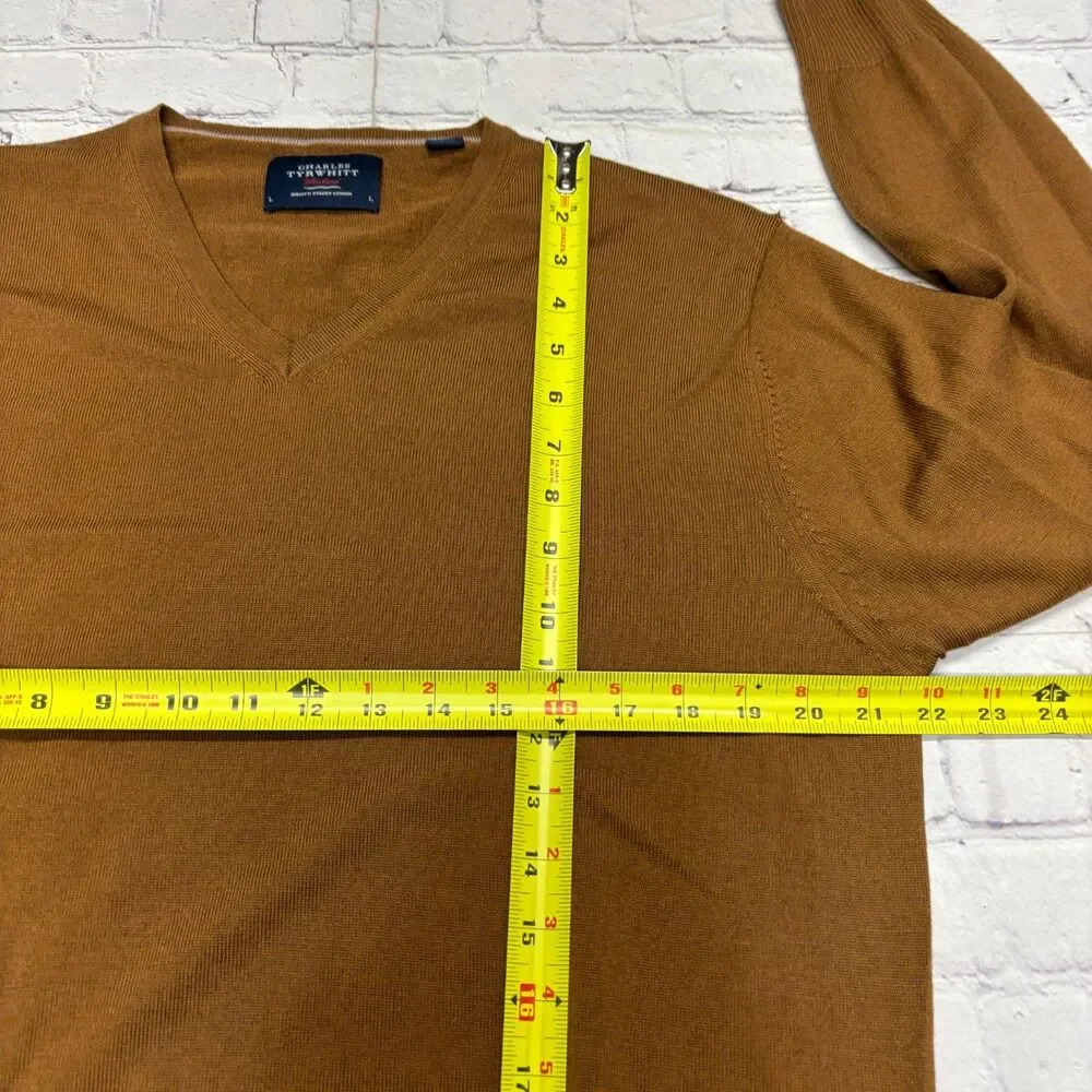 Charles Tyrwhitt Men Extra Fine Merino Wool Sweater Size Large Brown C133 -27